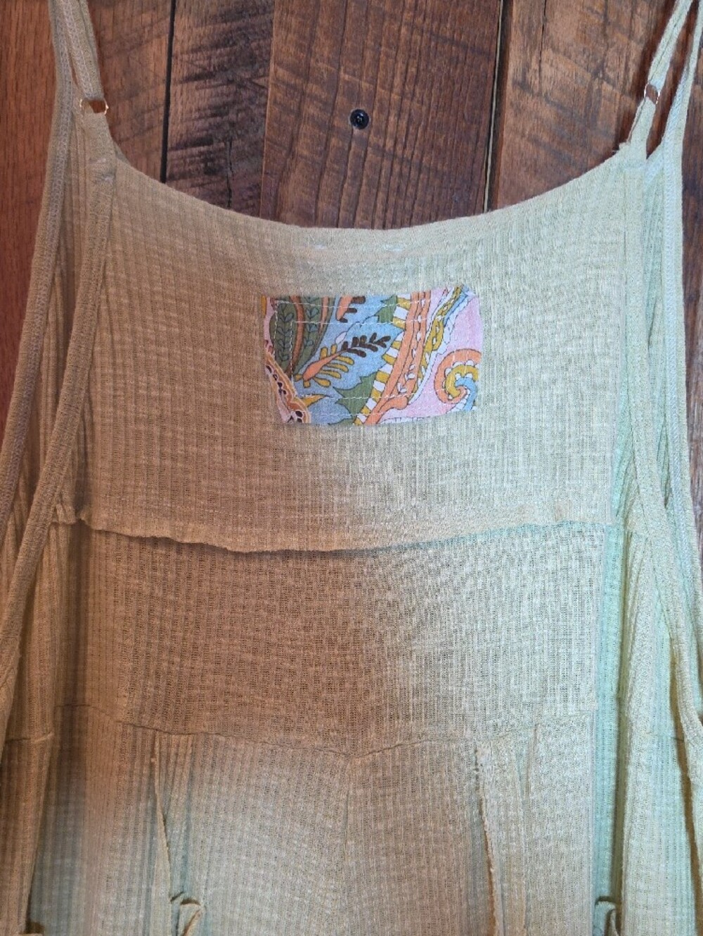 177p POL Light Green Paisley Patchwork Sleeveless Romper Jumpsuit - Picture 11 of 14